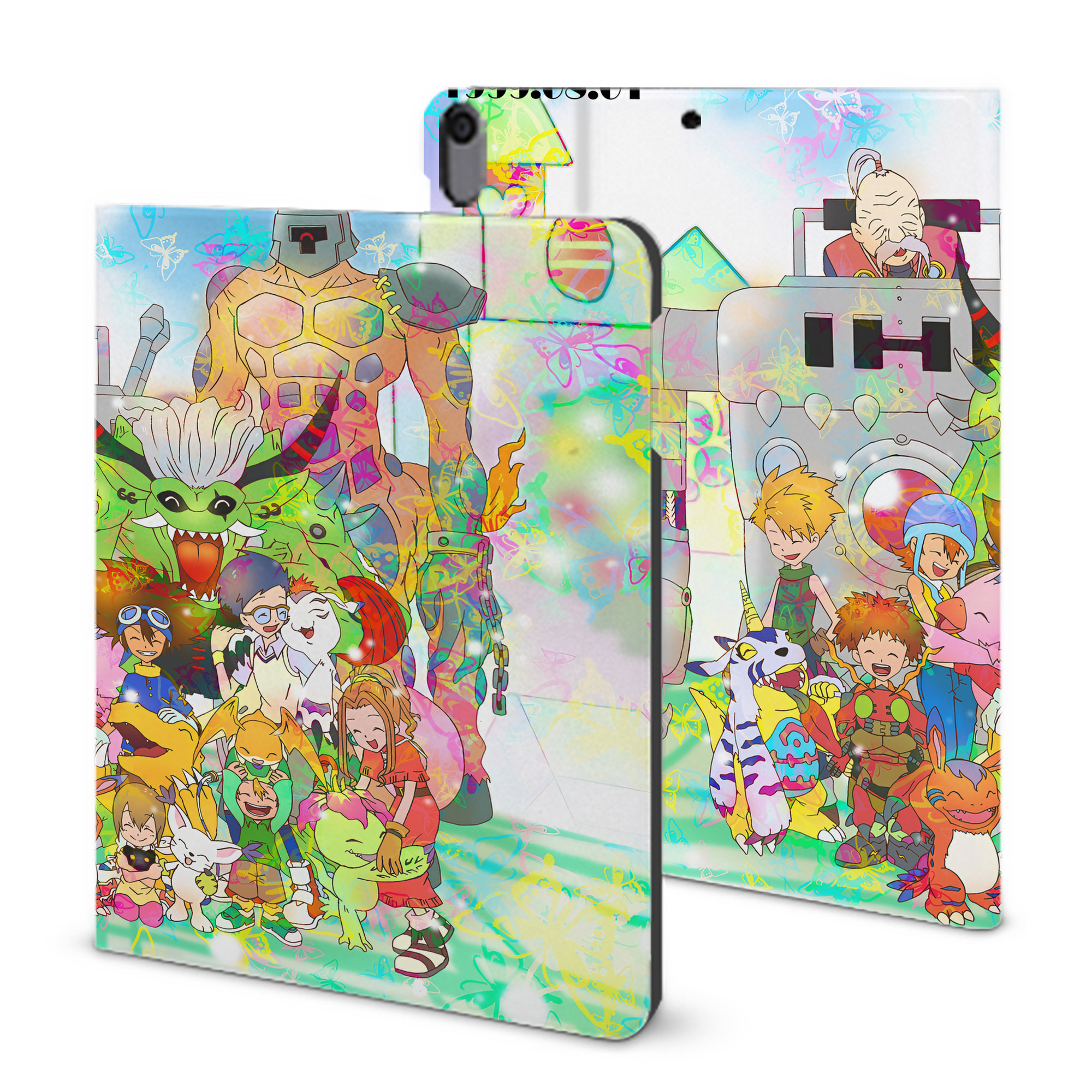 （画像用） Digimon デジタルモンスター/デジモン IPad ケース ブック型 PUレザー TPU 耐衝撃 軽量 薄型 ペン収納なし 全面保護 IPad 各モデル対応